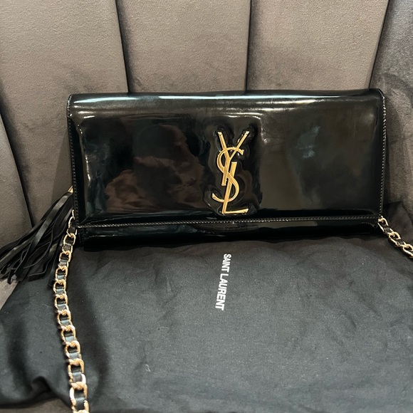 YSL Kate monogram patent clutch bag - Picture 1 of 17